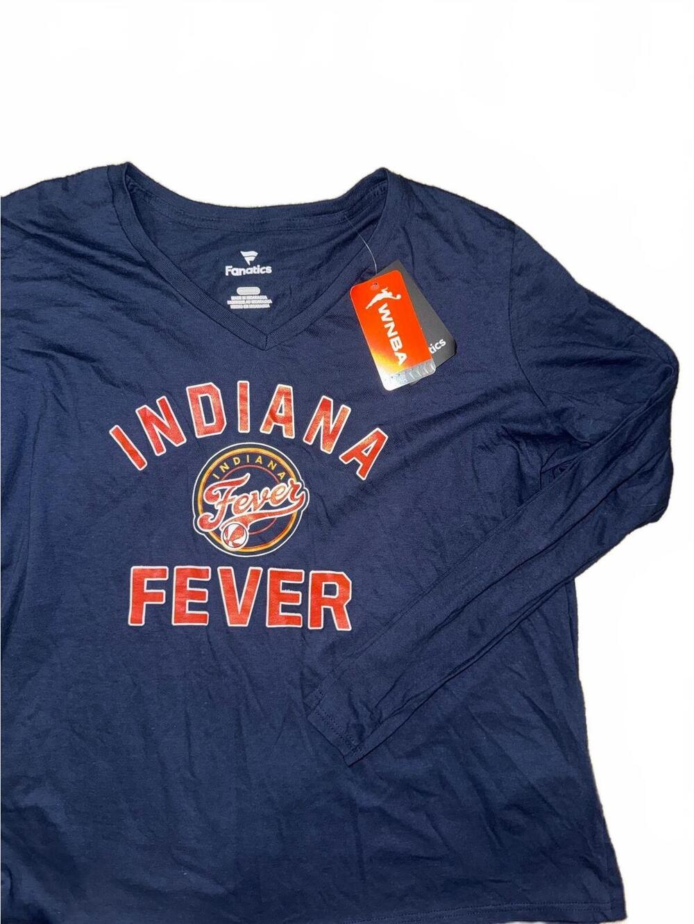 Women’s WNBA Indiana Fever Fanatics navy long sleeve v neck shirt size XXL NWT